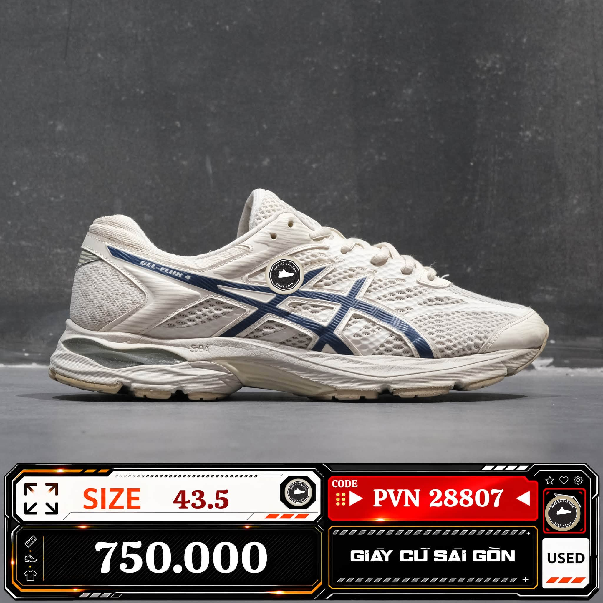 Asics Gel Flux 4 Cream Blue | 1011A614-102 Cũ Size 43.5 | Giày Cũ Sài Gòn | PVN 28807