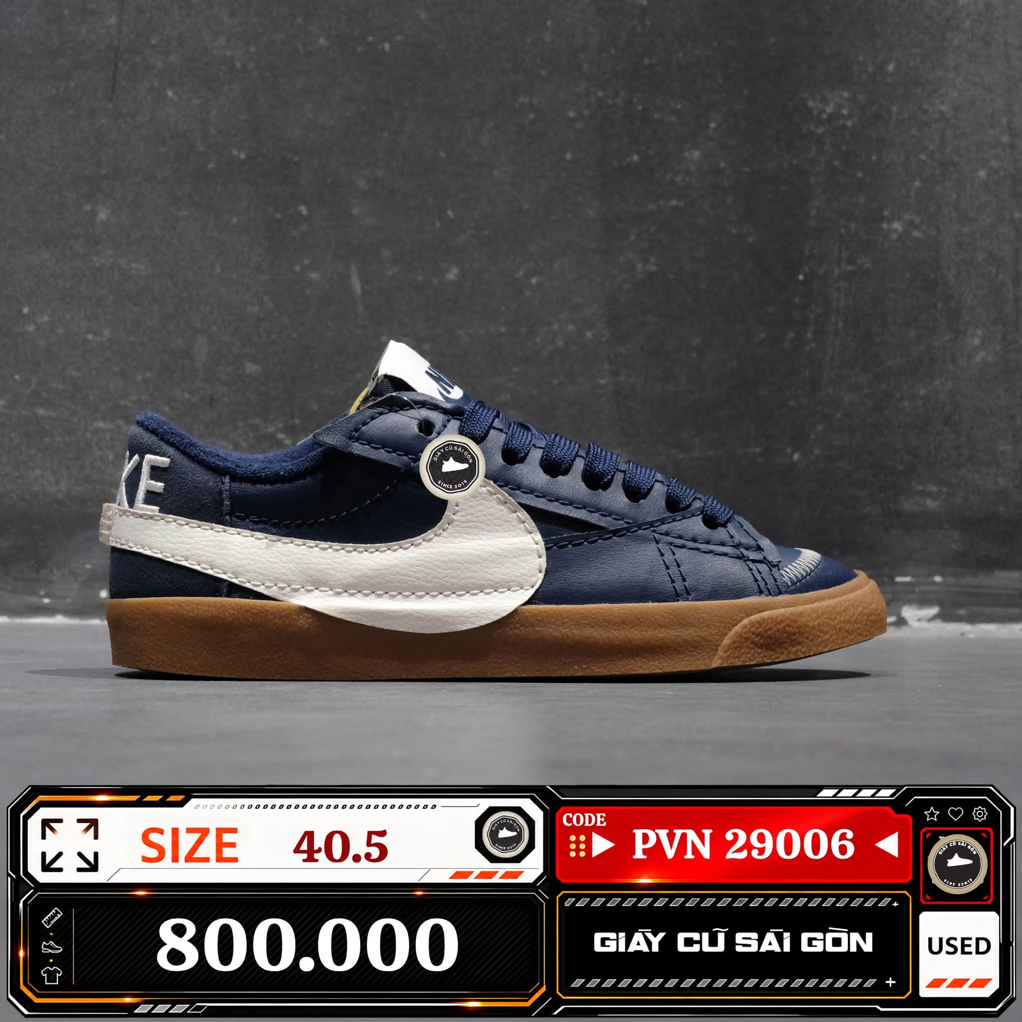 Nike Blazer Low '77 Jumbo Midnight Navy Gum | DR9865-400 Cũ Size 40.5 | Giày Cũ Sài Gòn | PVN 29006