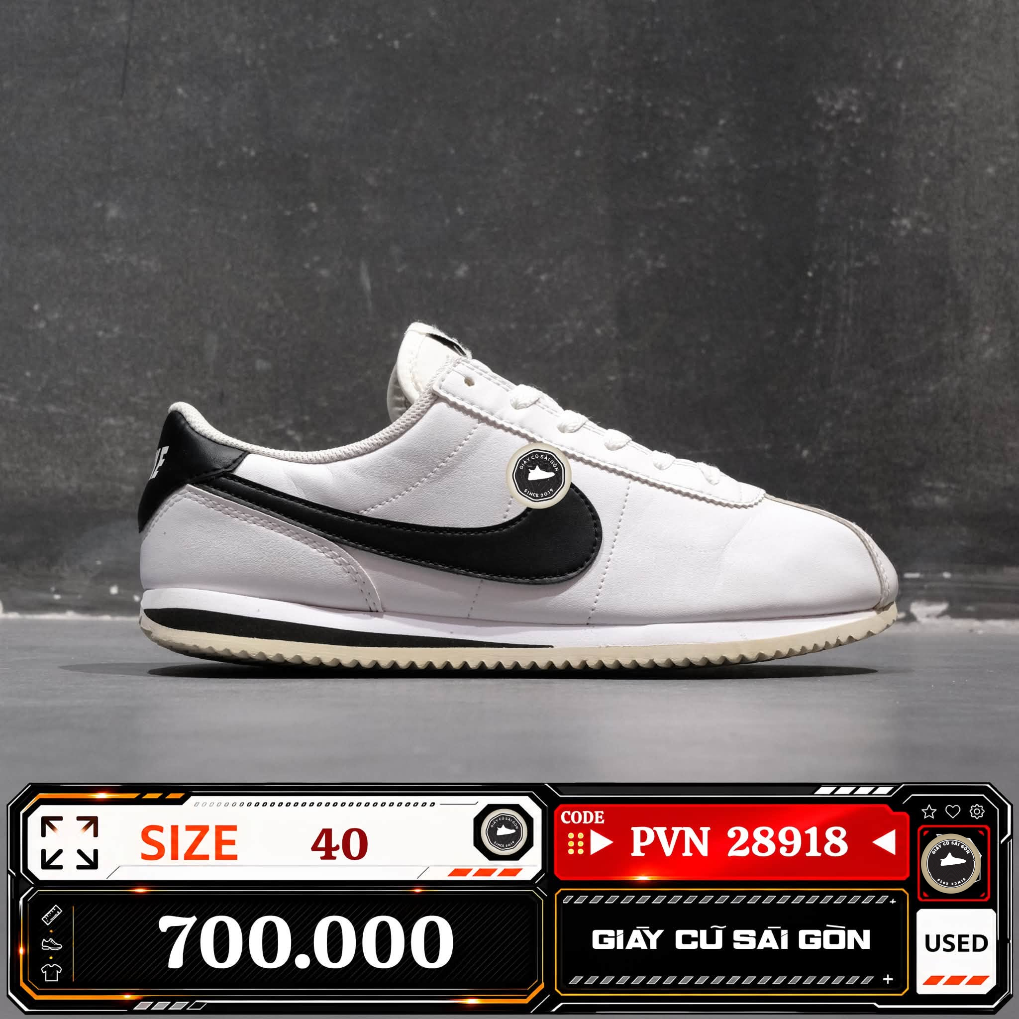 Nike Cortez Gs White Black | DM0950-108 Cũ Size 40 | Giày Cũ Sài Gòn | PVN 28918