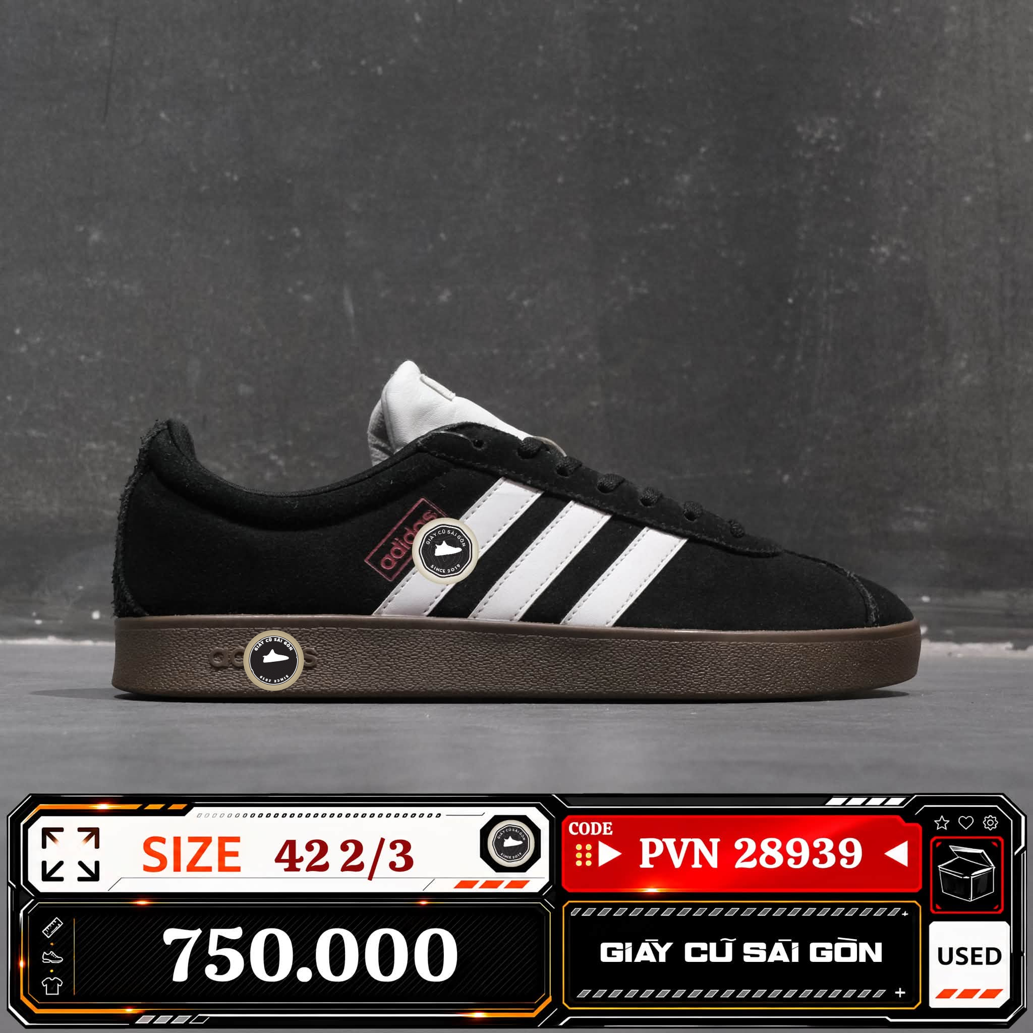 Adidas Vl Court Classic | JS3004 Cũ Size 42 2/3 | Giày Cũ Sài Gòn | PVN 28939