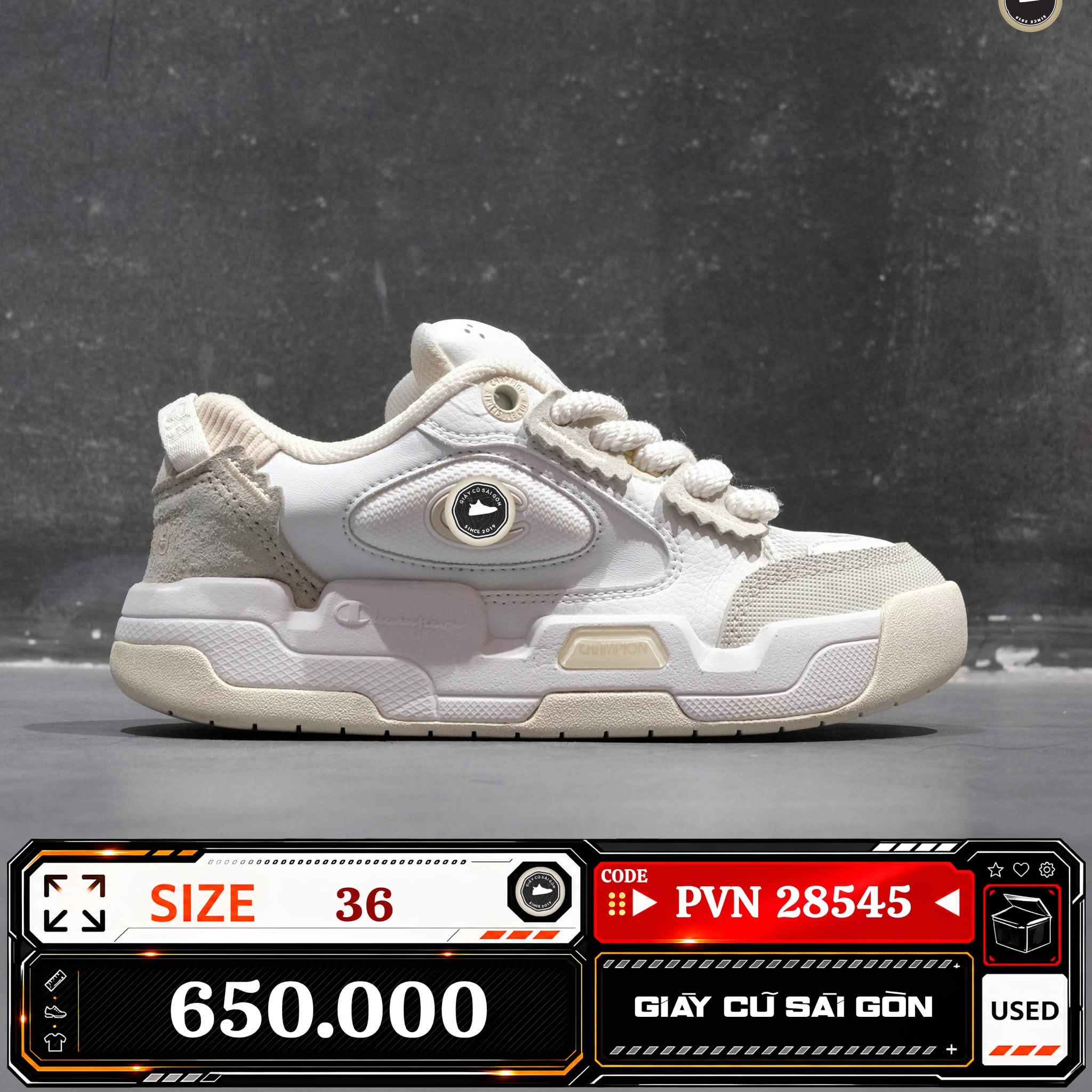 Champion Valve V3 Low Cream White | U3CFCTW07F2 Cũ Size 36 | Giày Cũ Sài Gòn | PVN 28545