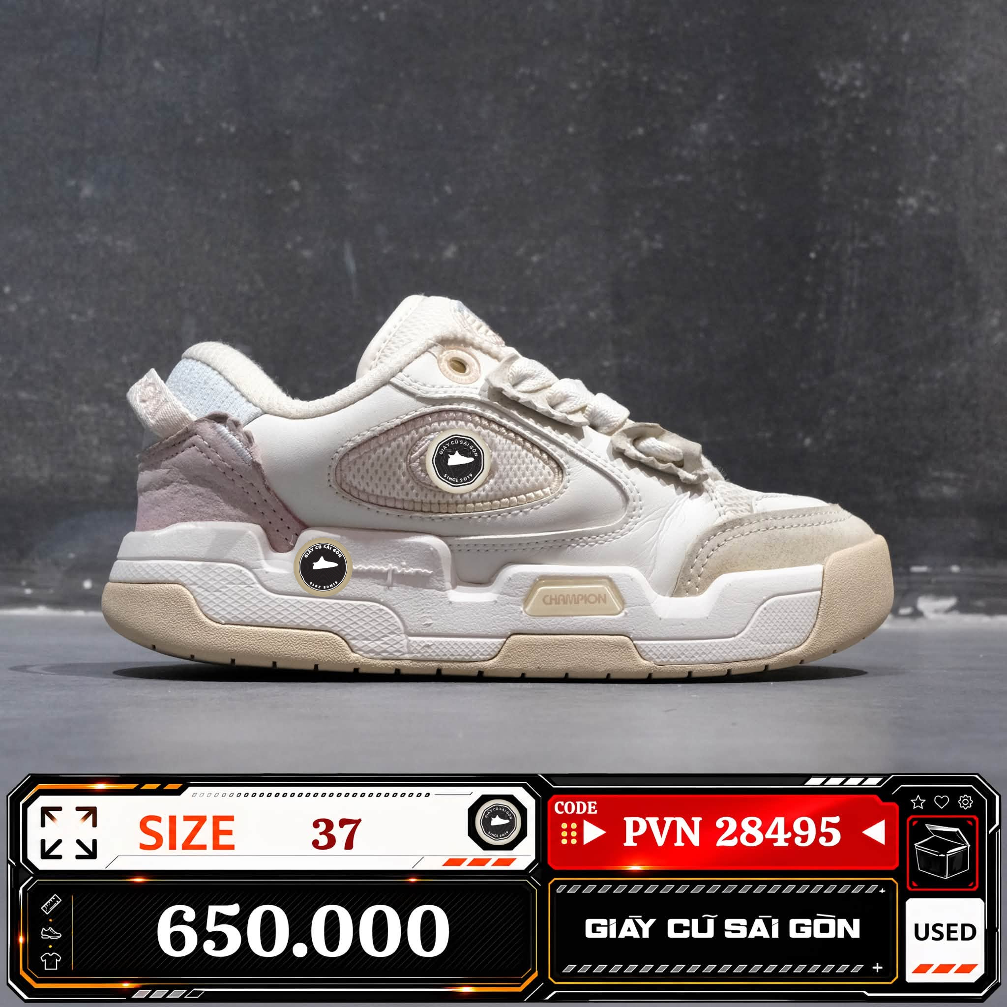 Champion Essentials Valve V2 Dopamine Cream Dawn Pink | U3AFCTW09K7 Cũ Size 37 | Giày Cũ Sài Gòn | PVN 28495