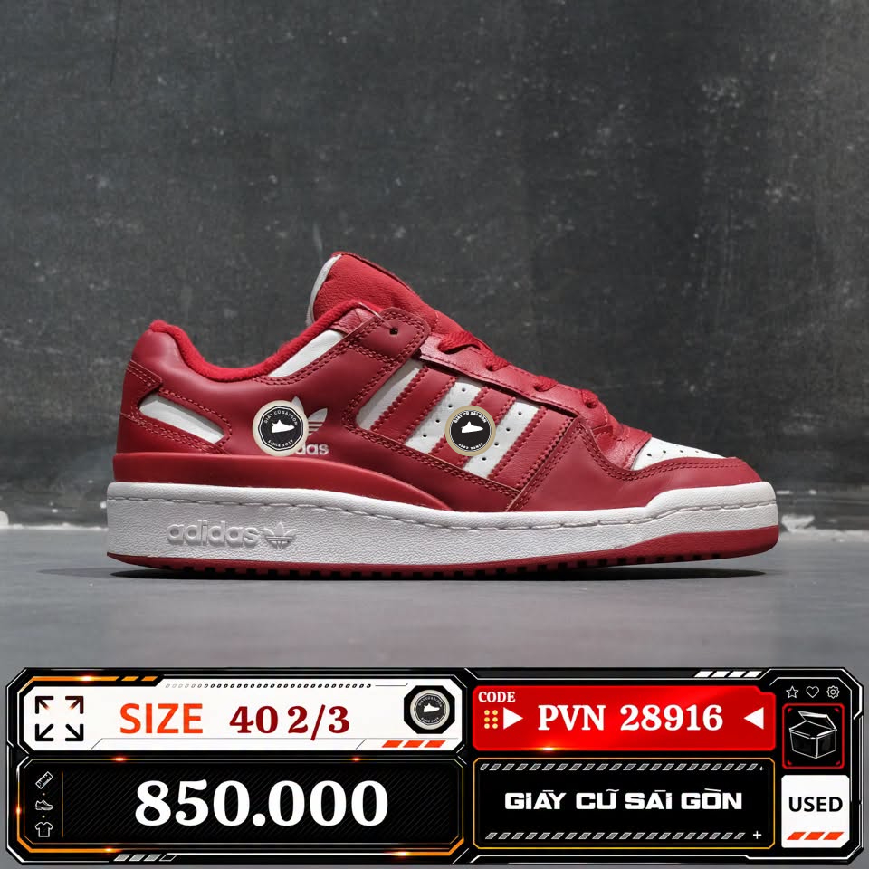 Adidas Originals Forum Low Cl Scarlet Cloud White | HQ1495 Cũ Size 40 2/3 | Giày Cũ Sài Gòn | PVN 28916