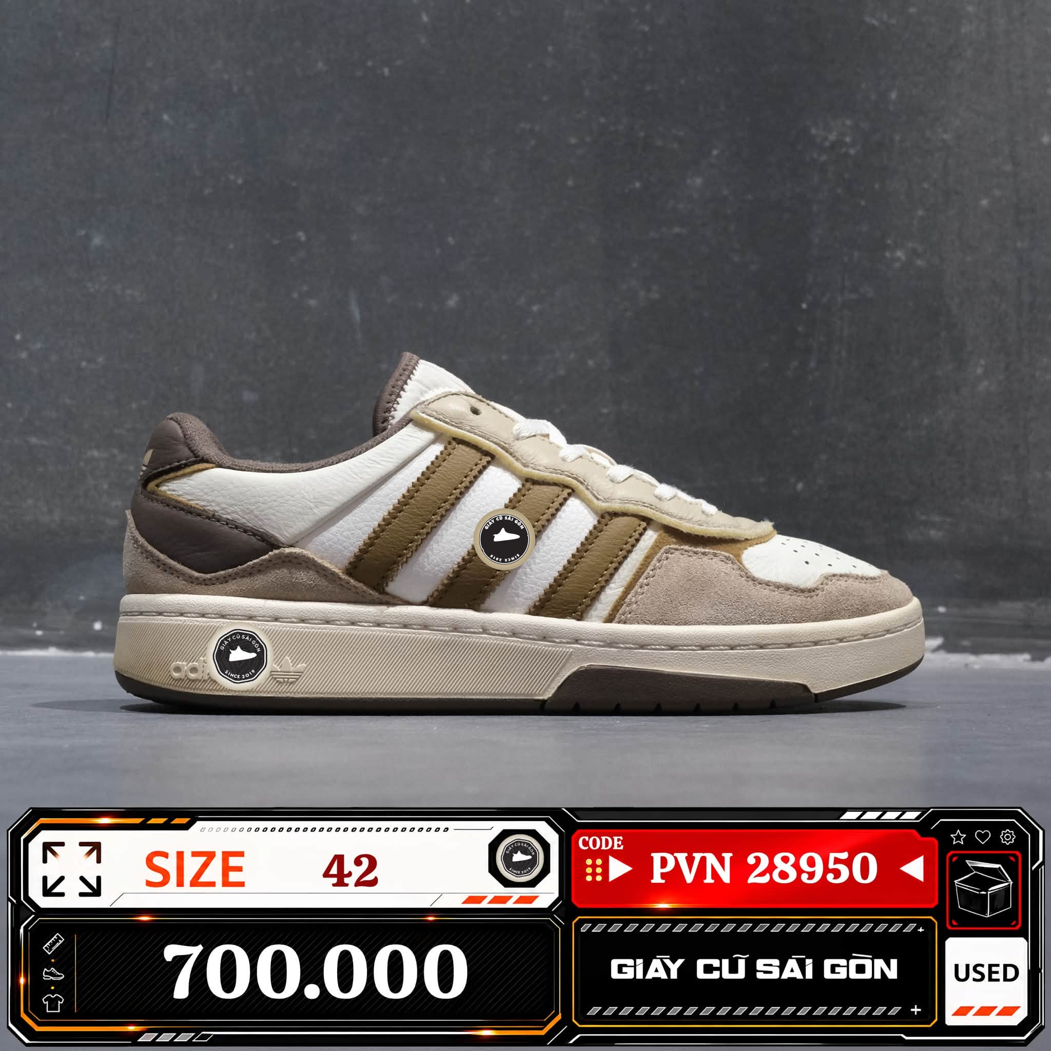 Adidas Originals Courtic Beige Brown | ID6068 Cũ Size 42 | Giày Cũ Sài Gòn | PVN 28950