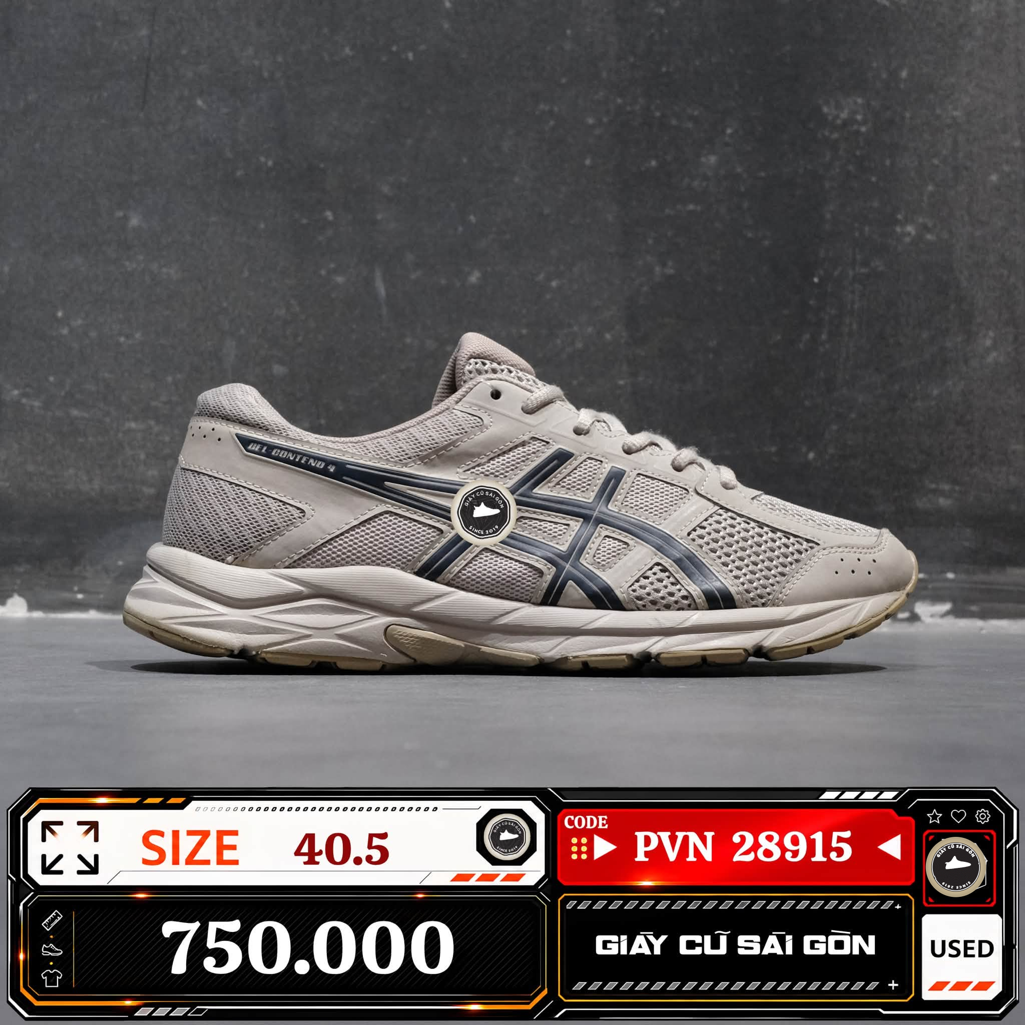 Asics Gel Contend 4 'beige Navy' | T8D4Q-250 Cũ Size 40.5 | Giày Cũ Sài Gòn | PVN 28915