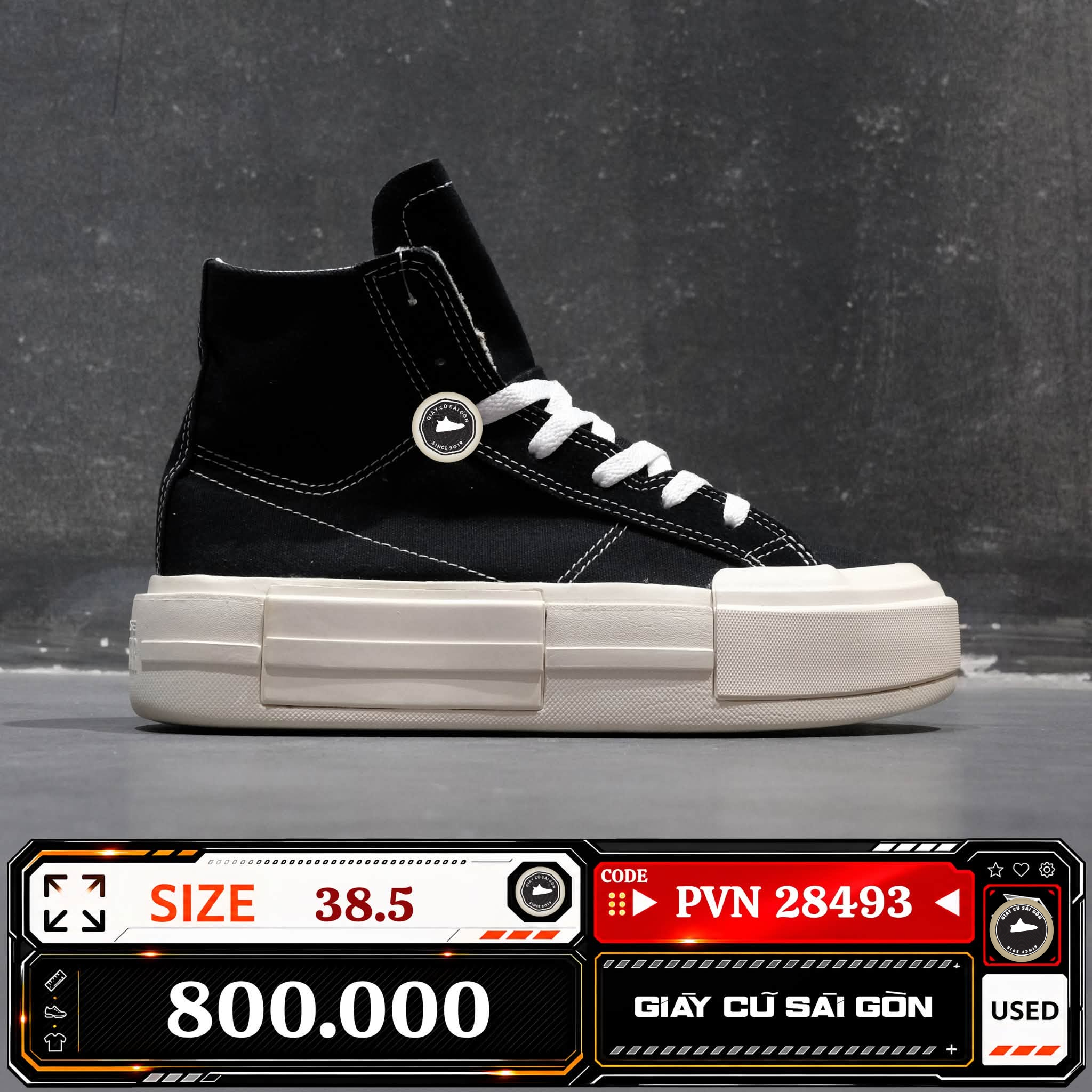 Converse Chuck Taylor All Star Cruise High Black Egret | A04689C Cũ Size 38.5 | Giày Cũ Sài Gòn | PVN 28493