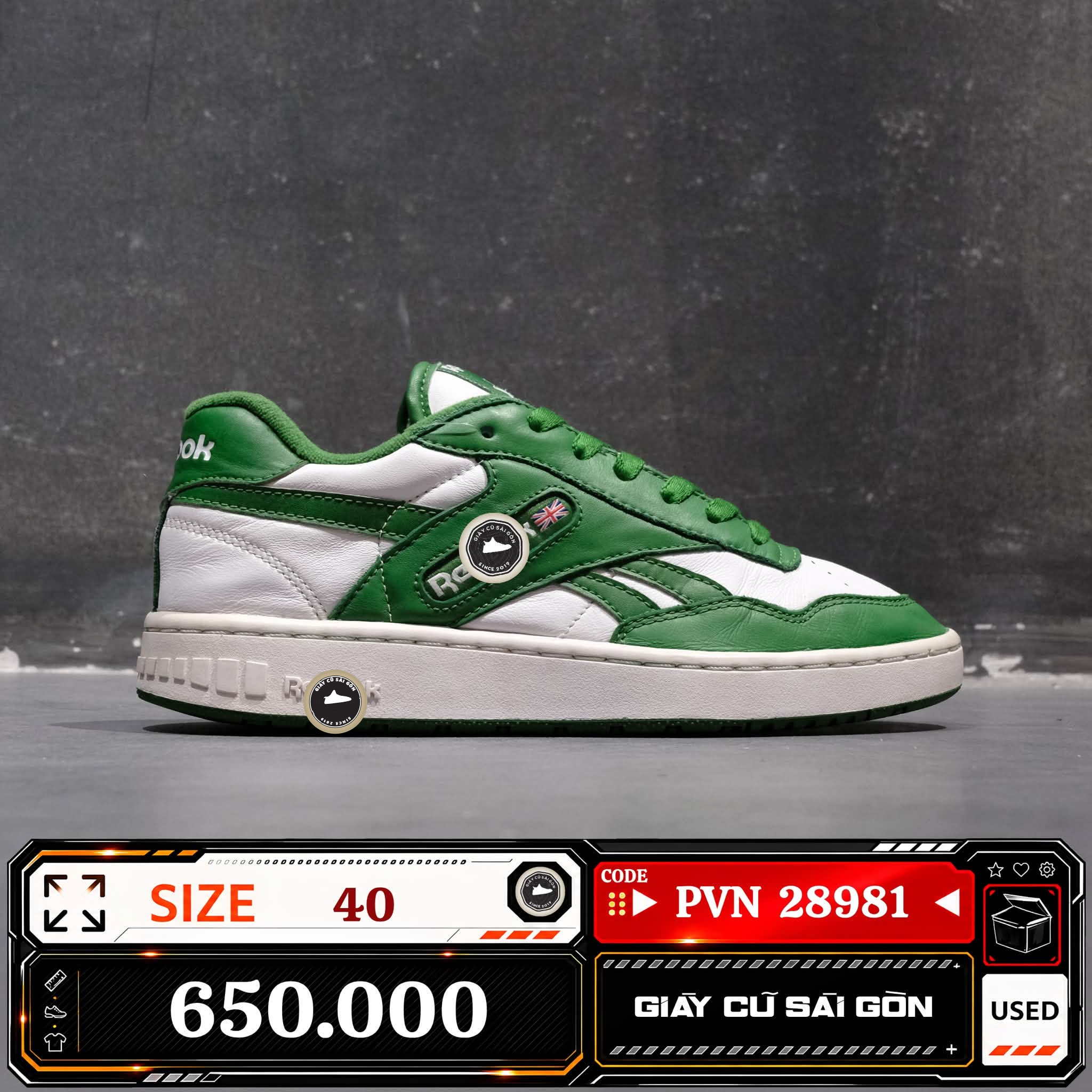 Reebok Bb 4000 Mu White Glen Green | GW8787 Cũ Size 40 | Giày Cũ Sài Gòn | PVN 28981