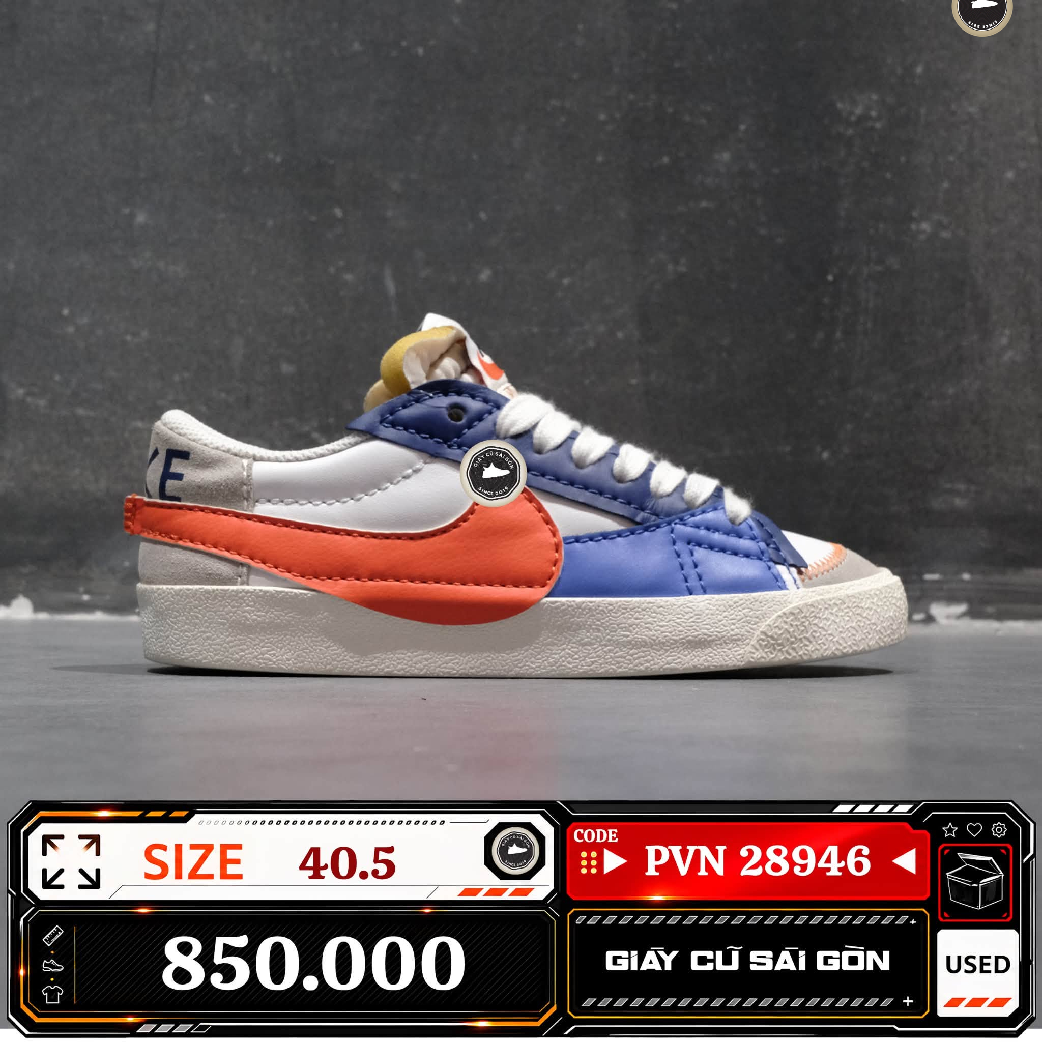 Nike Blazer Low '77 Jumbo Deep Royal Safety Orange | DV9122-181 Cũ Size 40.5 | Giày Cũ Sài Gòn | PVN 28946