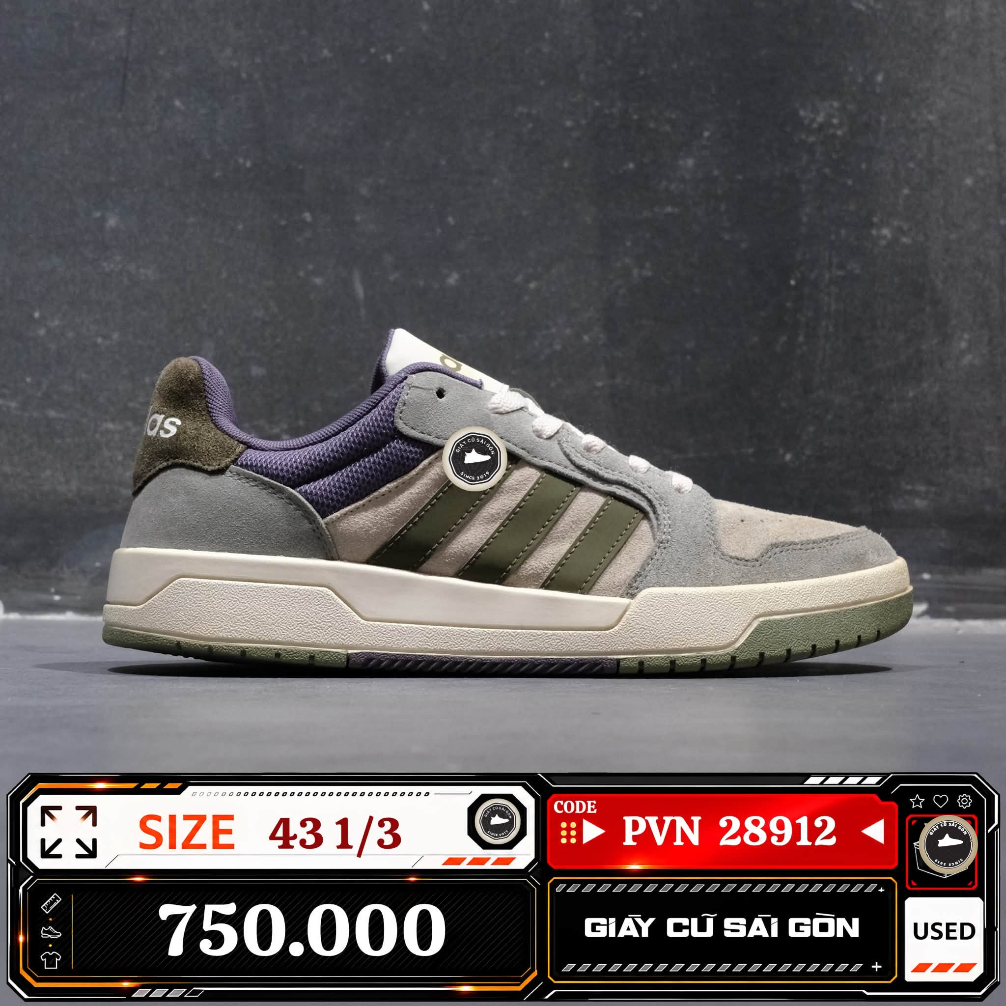 Adidas Entrap Olive Strata Silver Green | JR8322 Cũ Size 43 1/3 | Giày Cũ Sài Gòn | PVN 28912