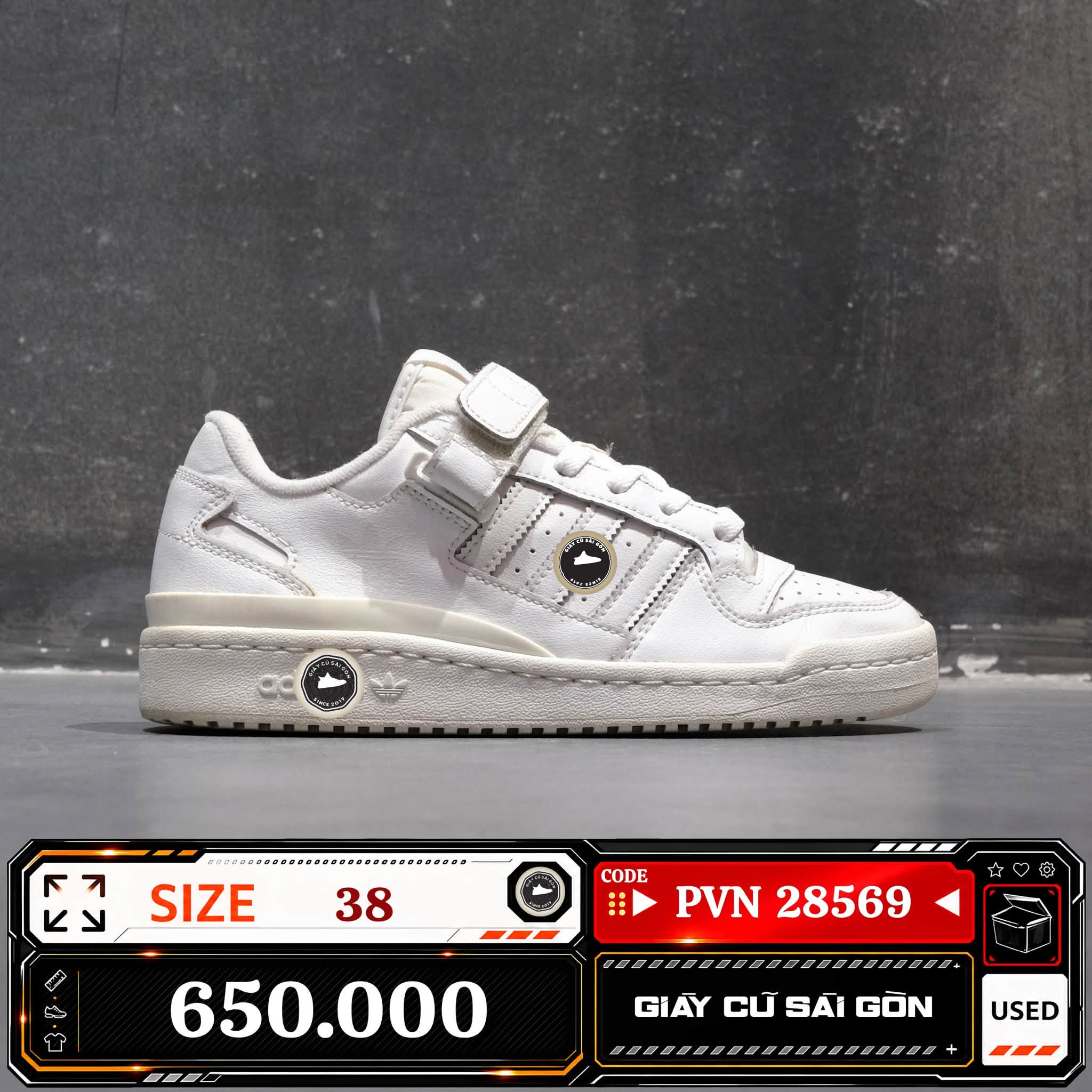 Adidas Forum Low Triple White | FY7755 Cũ Size 38 | Giày Cũ Sài Gòn | PVN 28569