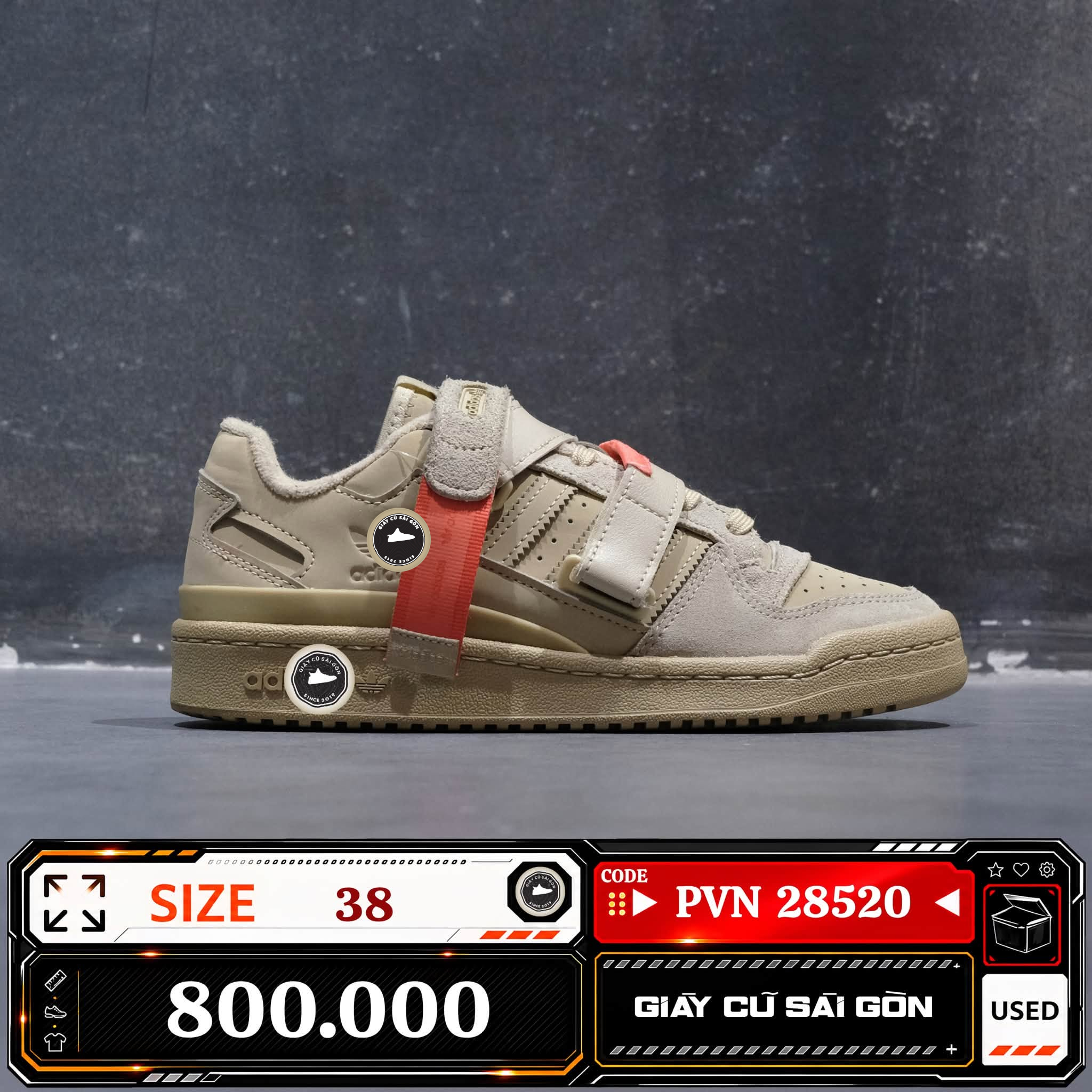 Adidas Originals Forum Low Strap Taupe Oxide | GX3658 Cũ Size 38 | Giày Cũ Sài Gòn | PVN 28520