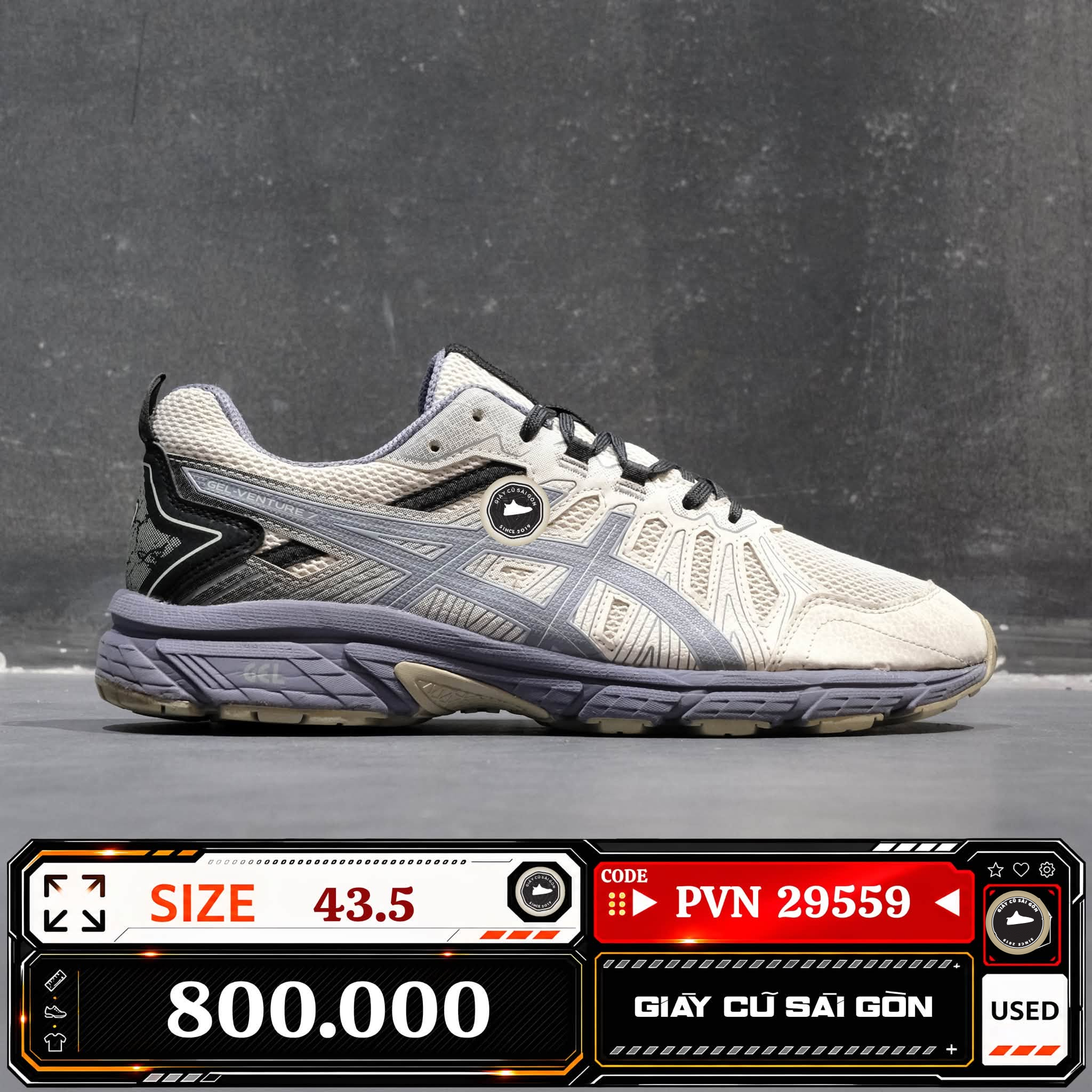 Asics Gel Venture 7 Mx Cream Black 1011A948 | 1011A9-48 Cũ Size 43.5 | Giày Cũ Sài Gòn | PVN 29559