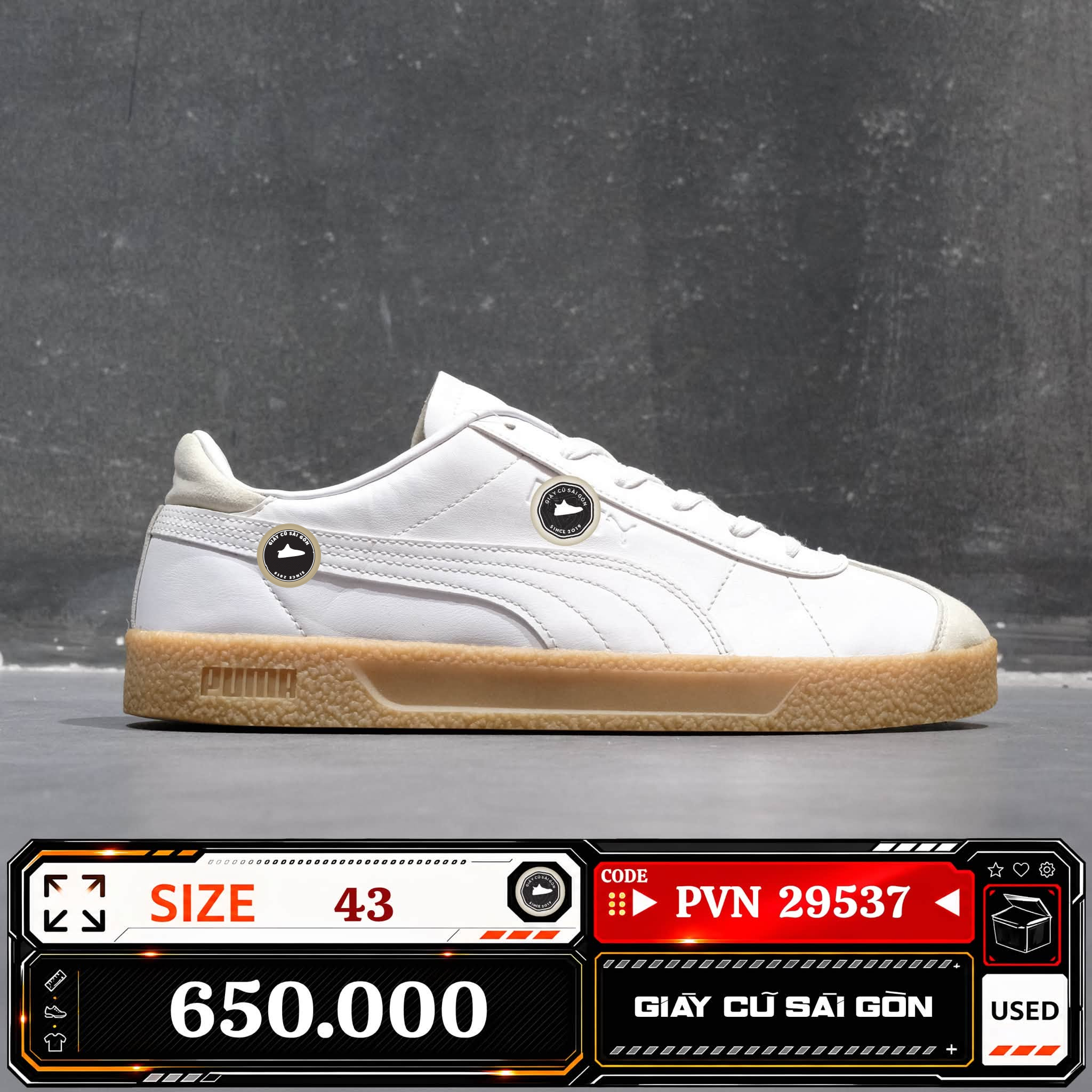 Puma Club Sd 'white Gum' | 385277-01 Cũ Size 43 | Giày Cũ Sài Gòn | PVN 29537