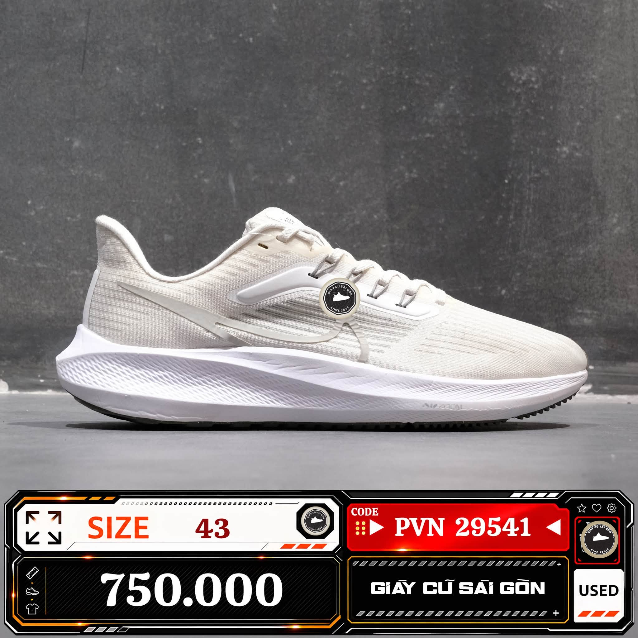 Nike Air Zoom Pegasus 39 White Grey Fog | DH4071-100 Cũ Size 43 | Giày Cũ Sài Gòn | PVN 29541