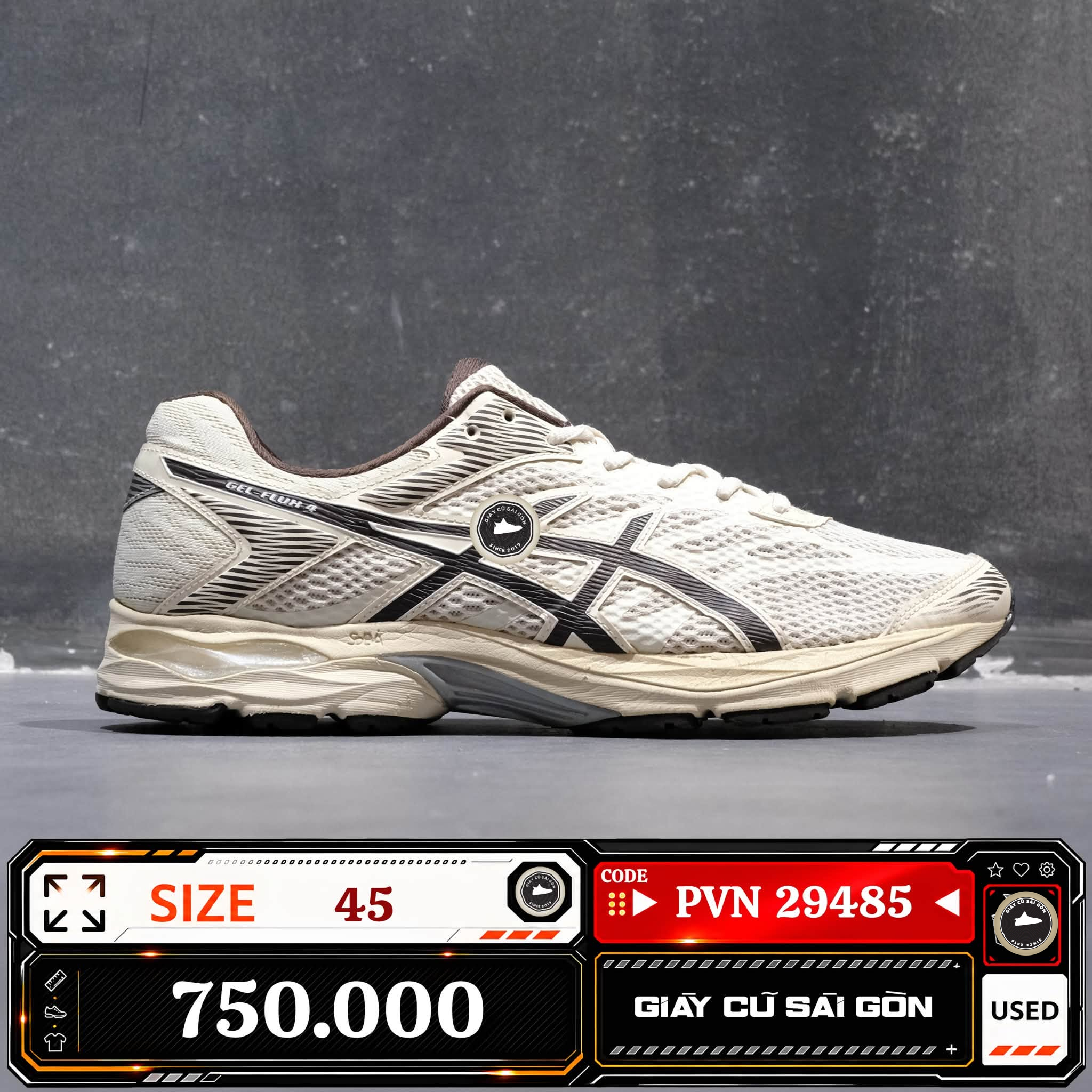 Asics Gel Flux 4 Cream Brown | 1011A614-200 Cũ Size 45 | Giày Cũ Sài Gòn | PVN 29485