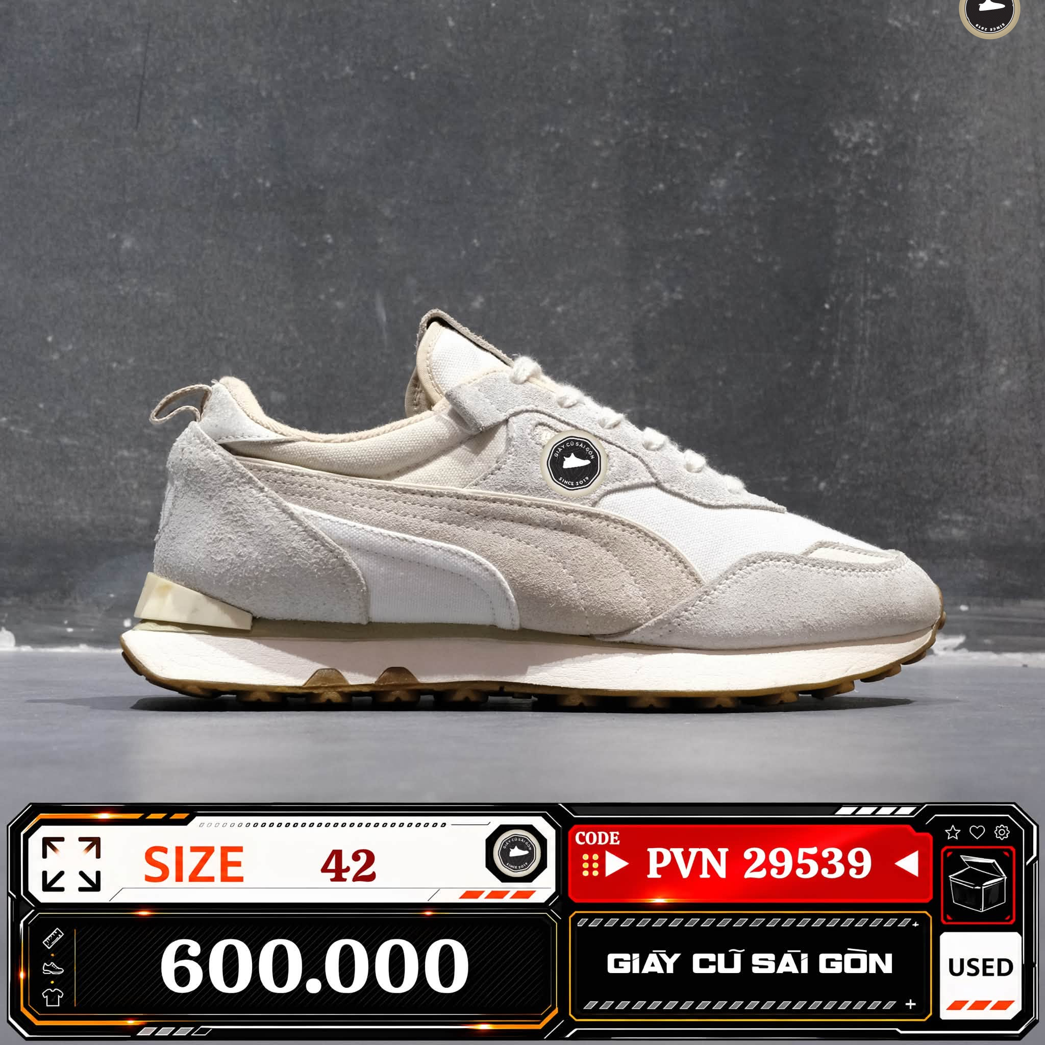 Puma Rider Fv Worn Out 'white Pristine' | 390167-01 Cũ Size 42 | Giày Cũ Sài Gòn | PVN 29539