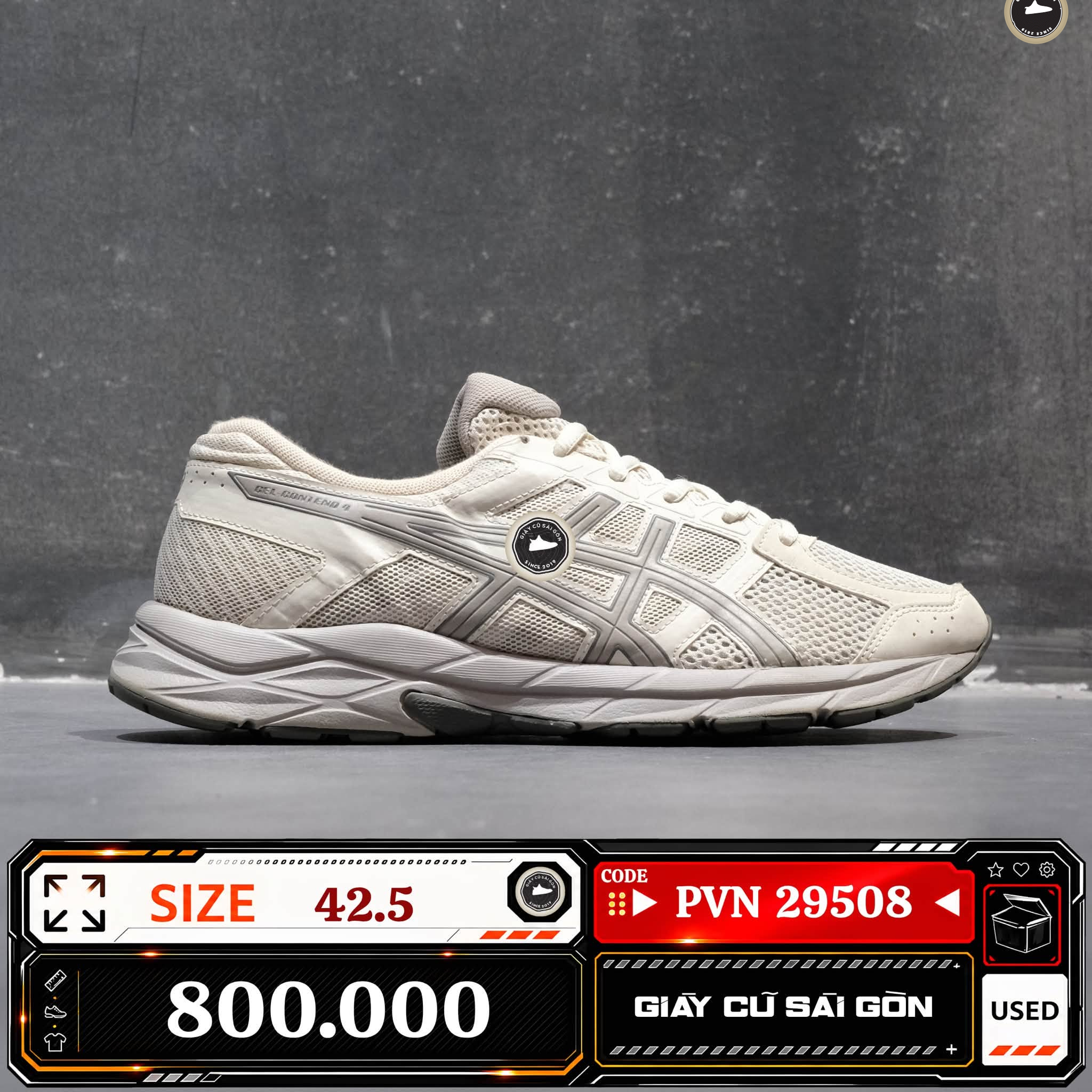 Asics Gel Contend 4 Beige Grey | T8D4Q-202 Cũ Size 42.5 | Giày Cũ Sài Gòn | PVN 29508