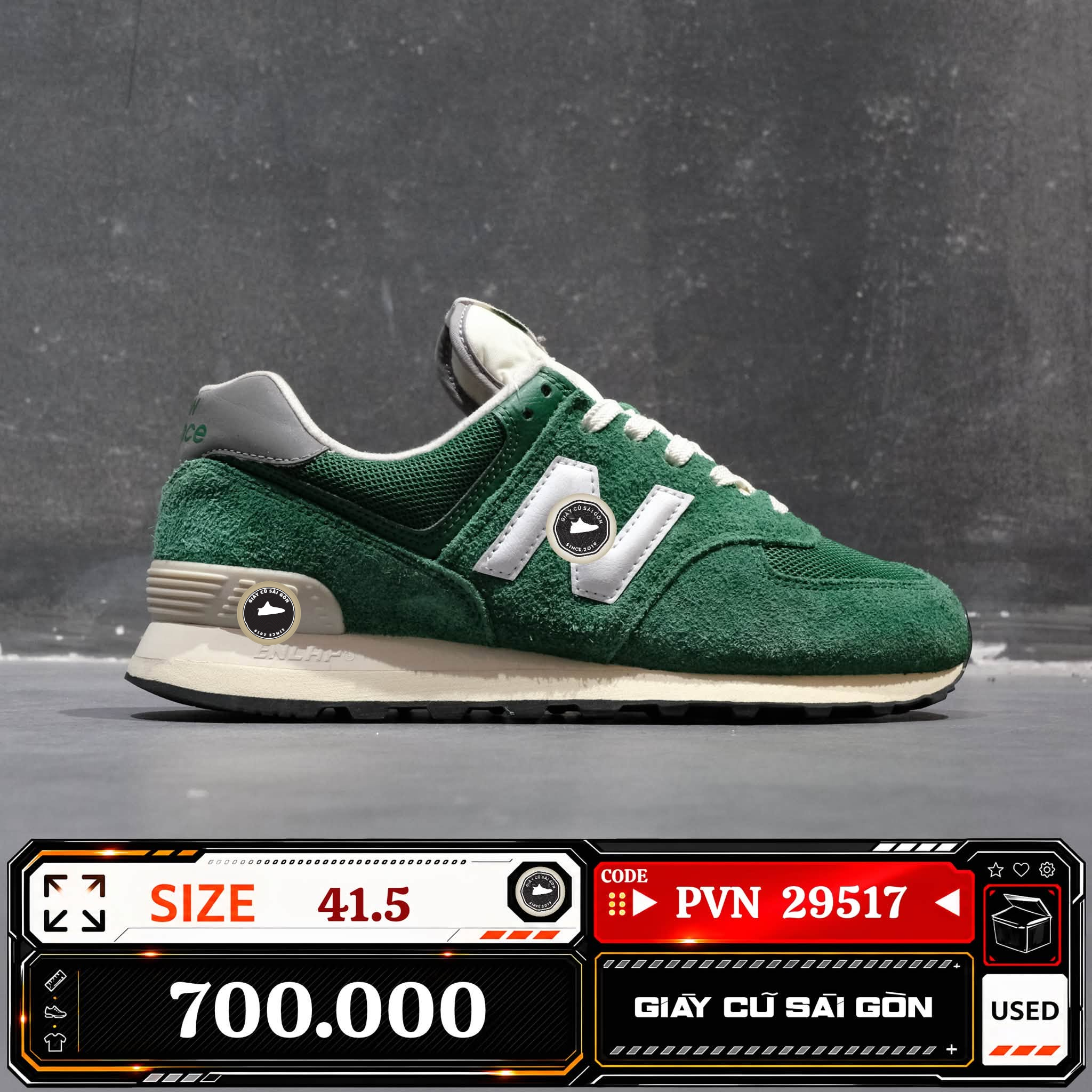 New Balance 574 Heritage Green White | U574HSB Cũ Size 41.5 | Giày Cũ Sài Gòn | PVN 29517