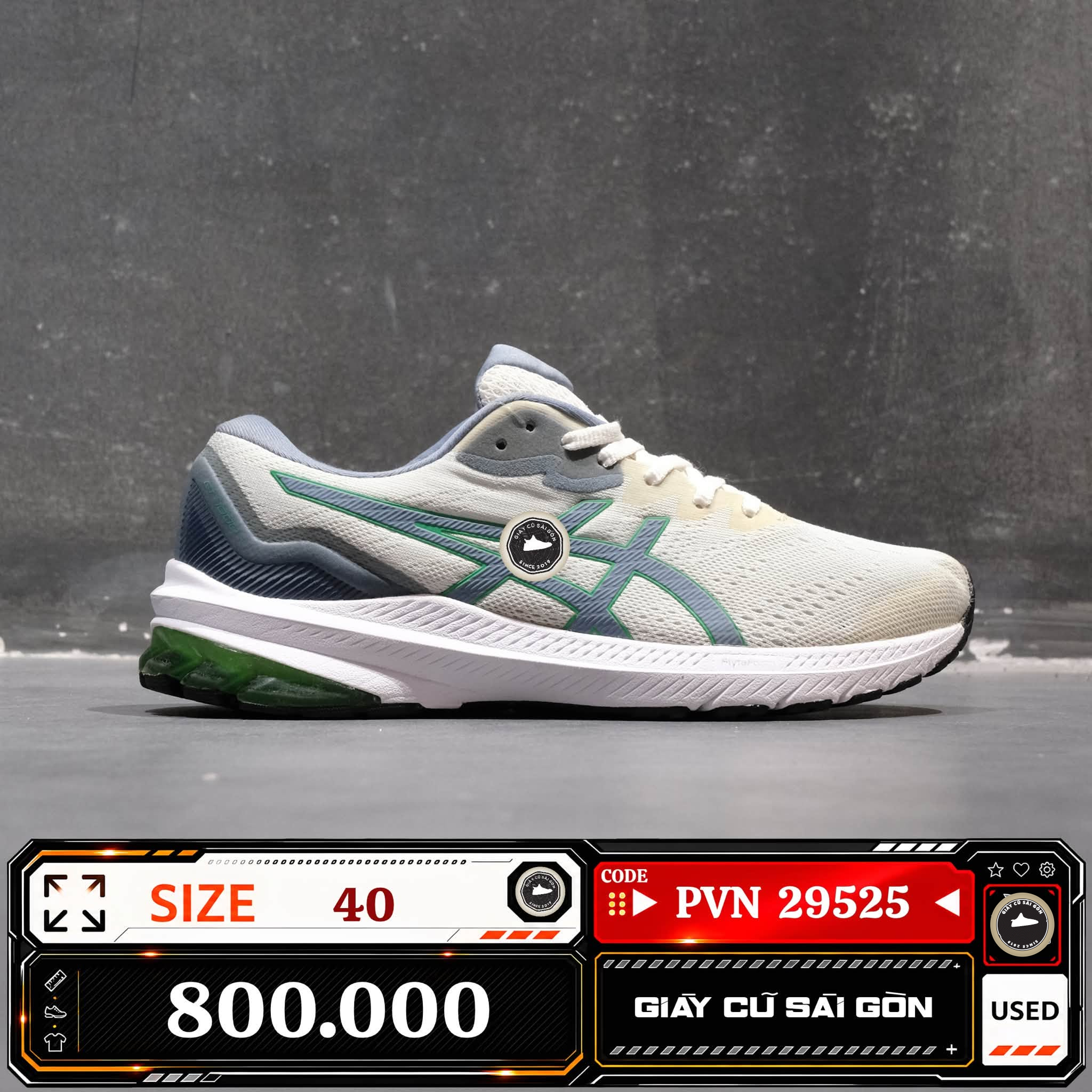 Asics Gt 1000 11 Lichen Green Olive Canvas 1011B354 | 1011B3-54 Cũ Size 40 | Giày Cũ Sài Gòn | PVN 29525