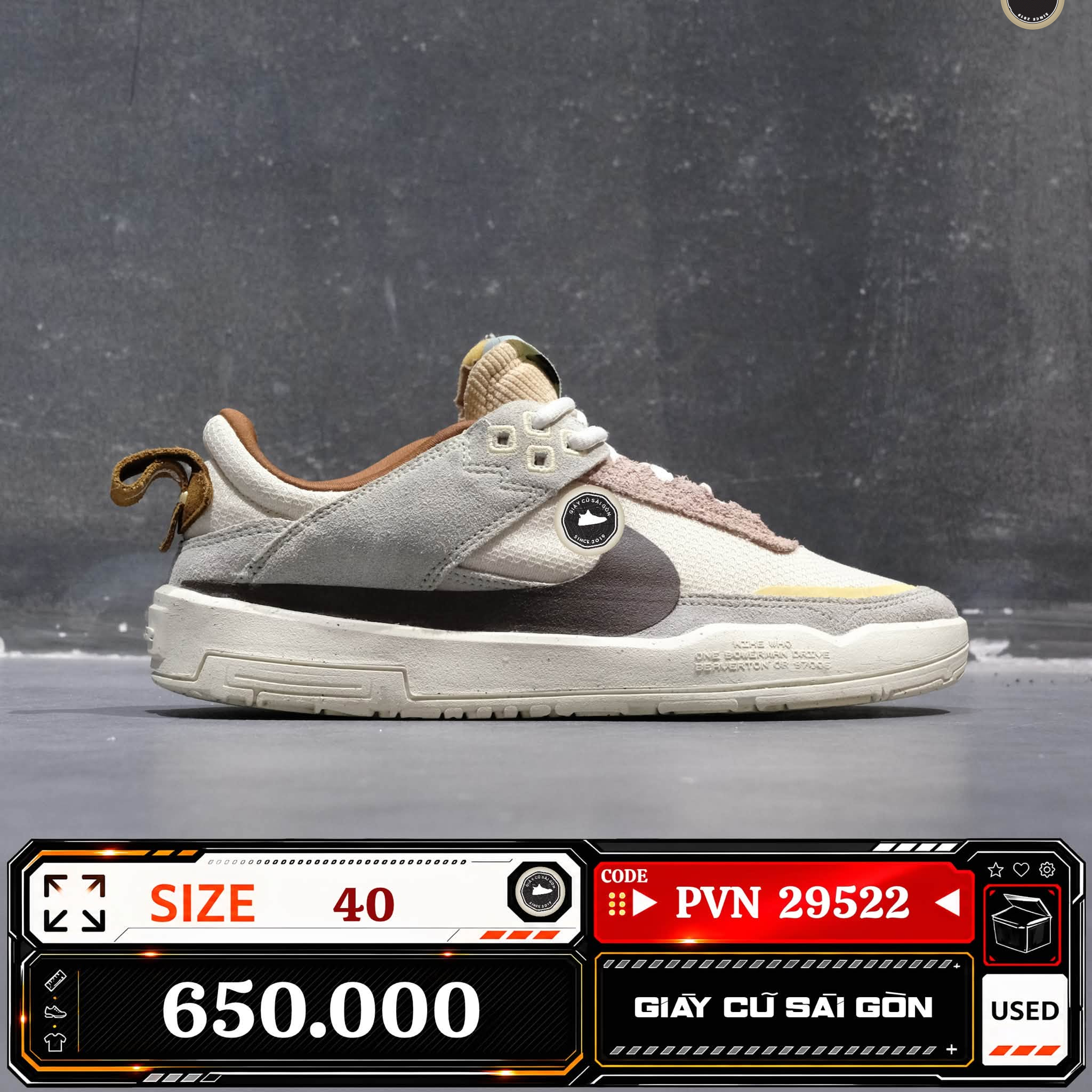 Nike Sb Day One Gs Coconut Milk Baroque Brown | HQ3475-121 Cũ Size 40 | Giày Cũ Sài Gòn | PVN 29522