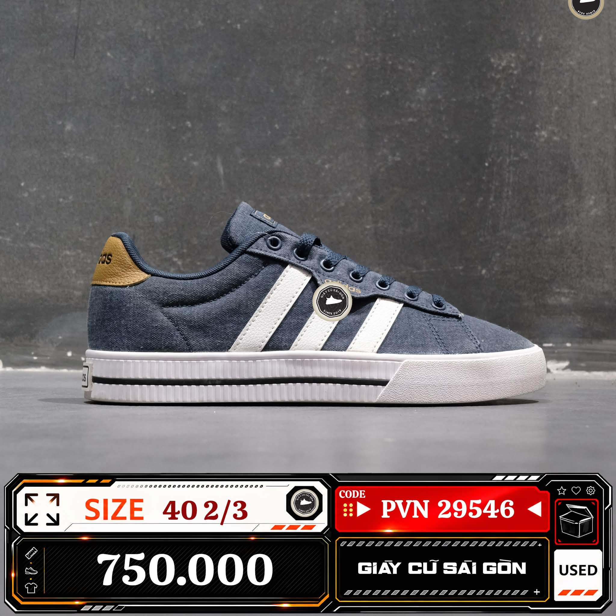 Adidas Daily 3.0 Crew Navy | GY8115 Cũ Size 40 2/3 | Giày Cũ Sài Gòn | PVN 29546